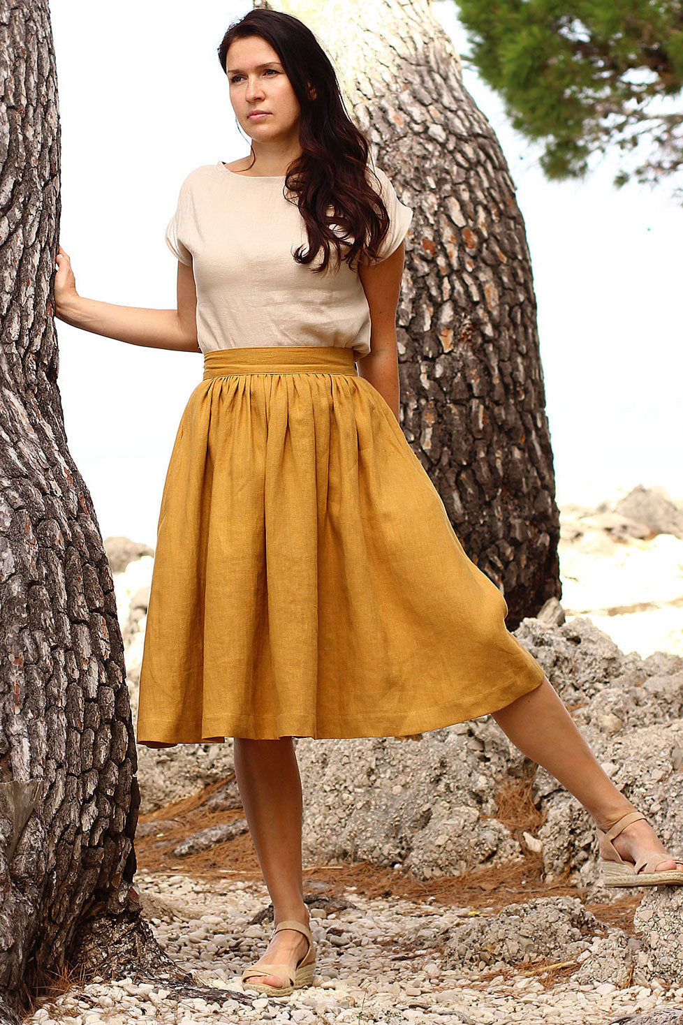 Czech linen A-line skirt Lotika