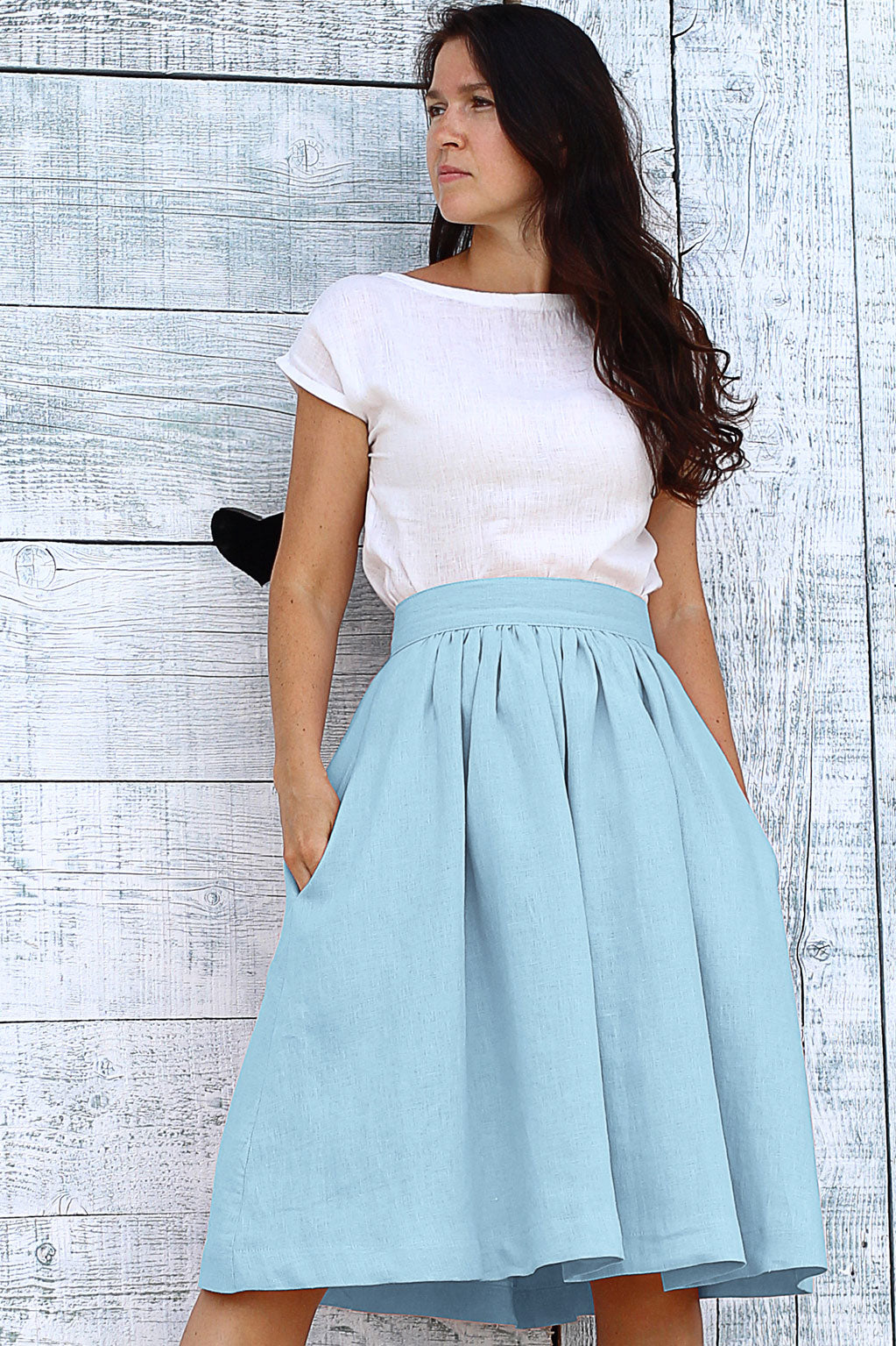 Czech linen midi skirt