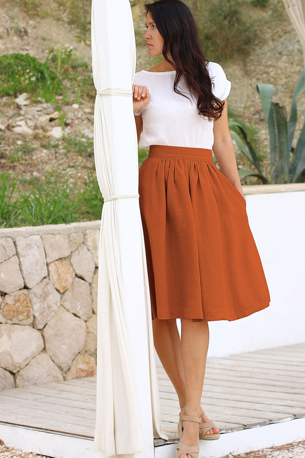 Czech linen midi skirt