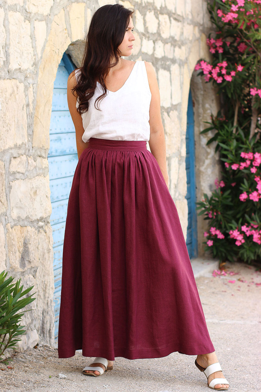 Long skirt linen best sale