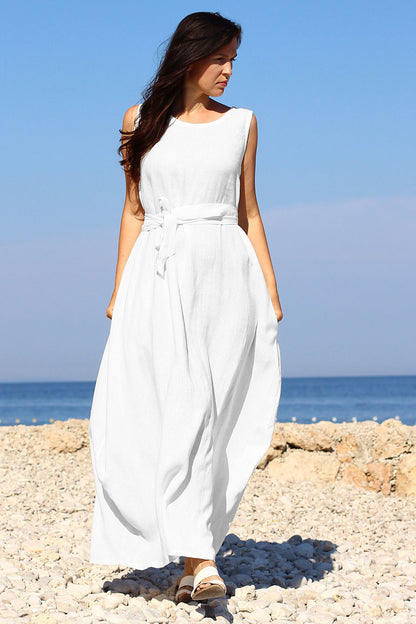 Czech linen balloon maxi dress