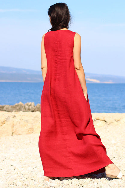 Czech linen balloon maxi dress