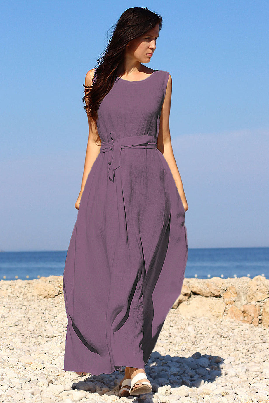 Czech linen balloon maxi dress