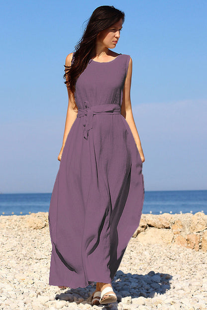 Czech linen balloon maxi dress