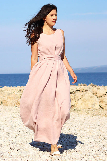 Czech linen balloon maxi dress