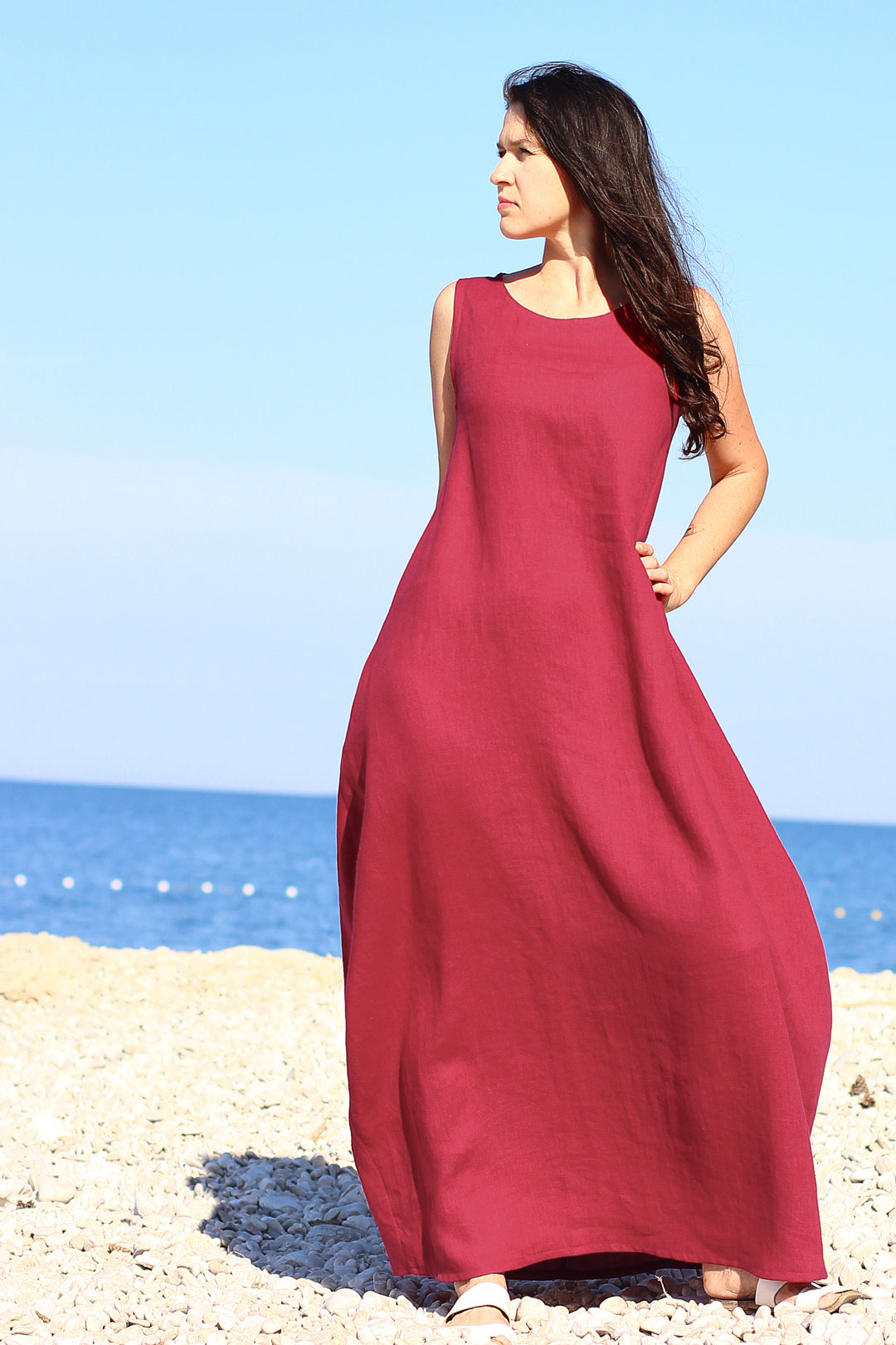 Czech linen balloon maxi dress