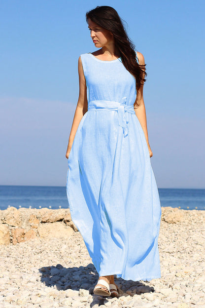 Czech linen balloon maxi dress