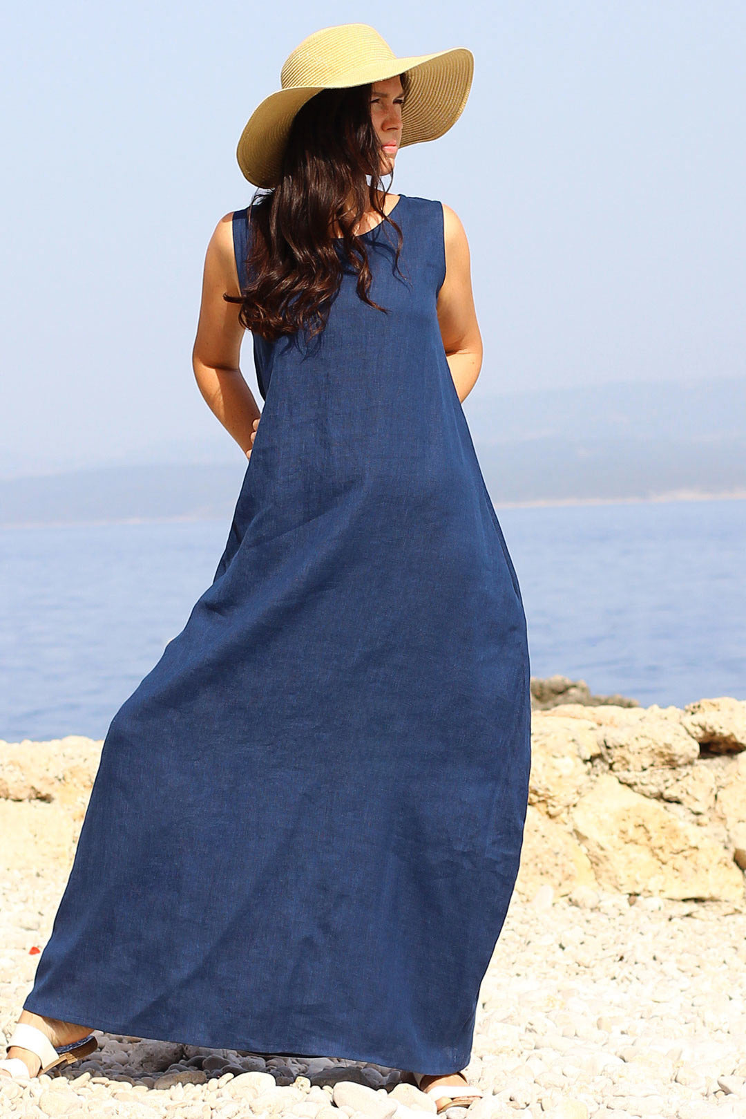 Czech linen balloon maxi dress