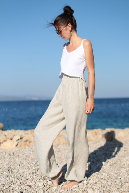 Comfortable bohemia linen pants 2in1