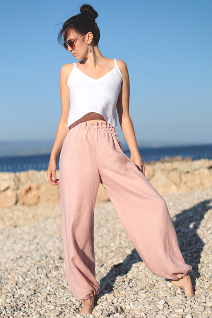 Comfortable bohemia linen pants 2in1