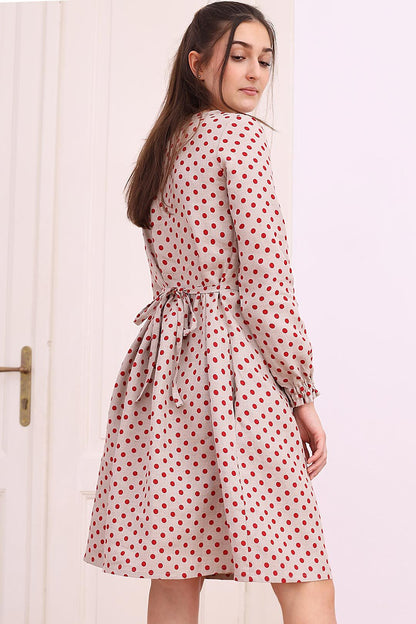 Linen polka dot dress