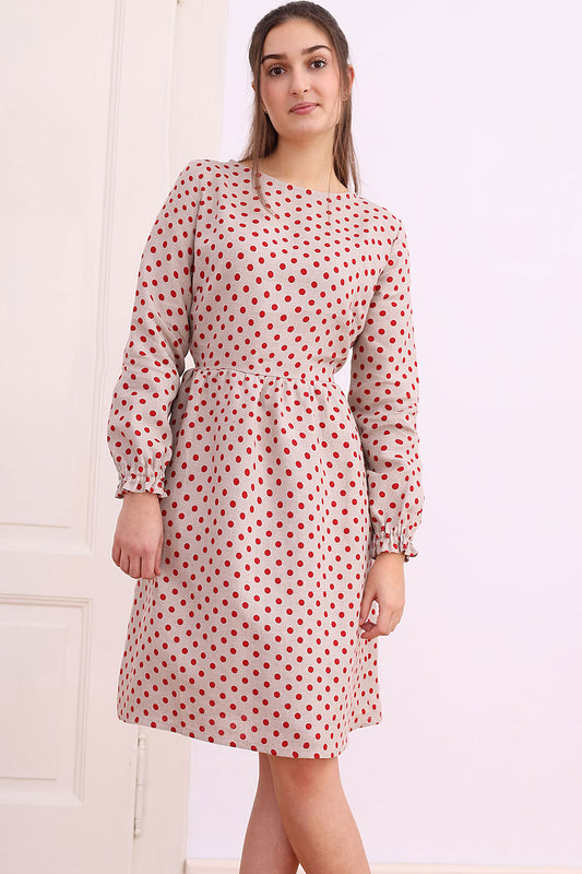 Linen polka dot dress