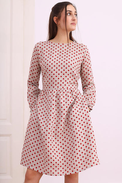 Linen polka dot dress