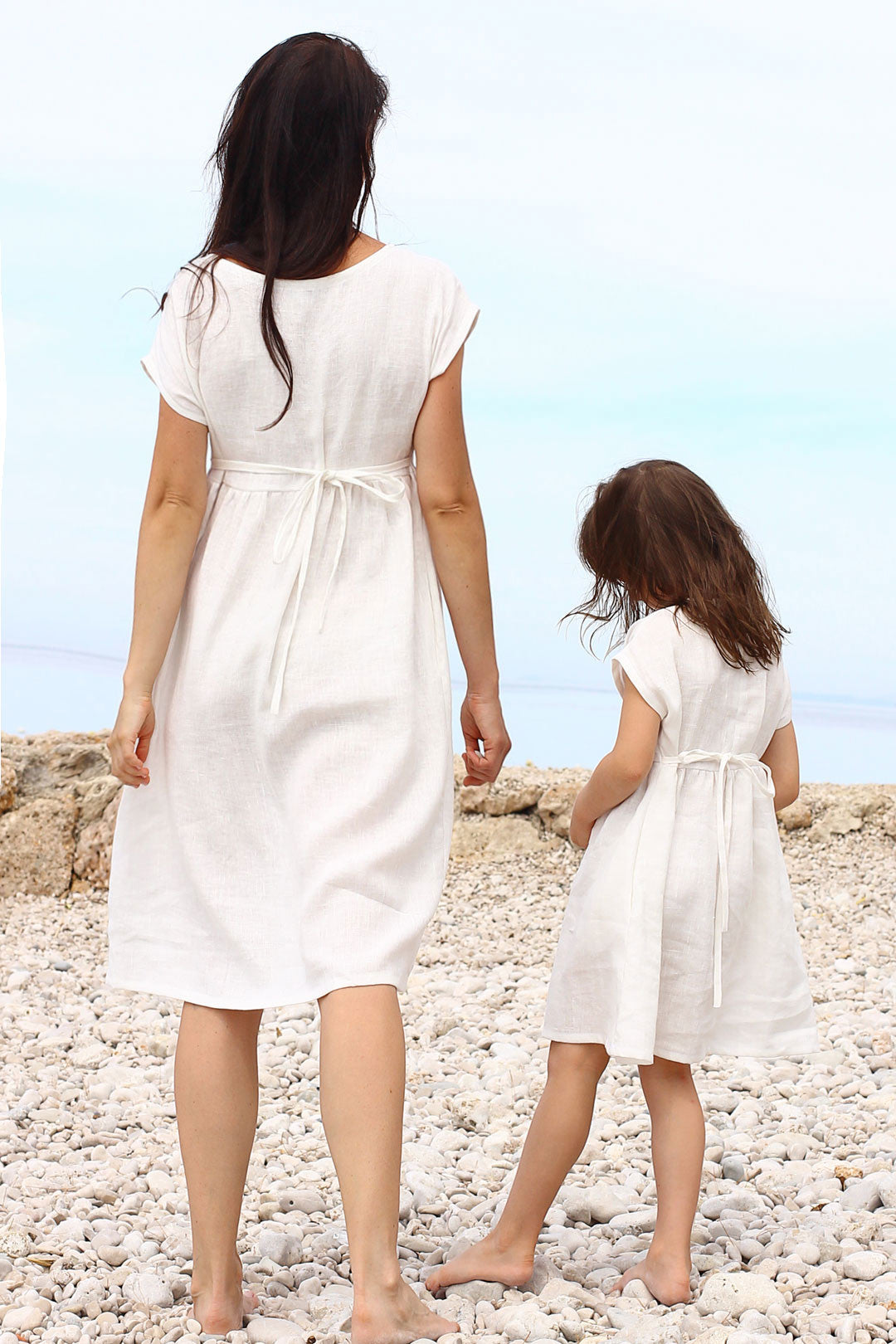 Girl's linen dress for daughter and mother