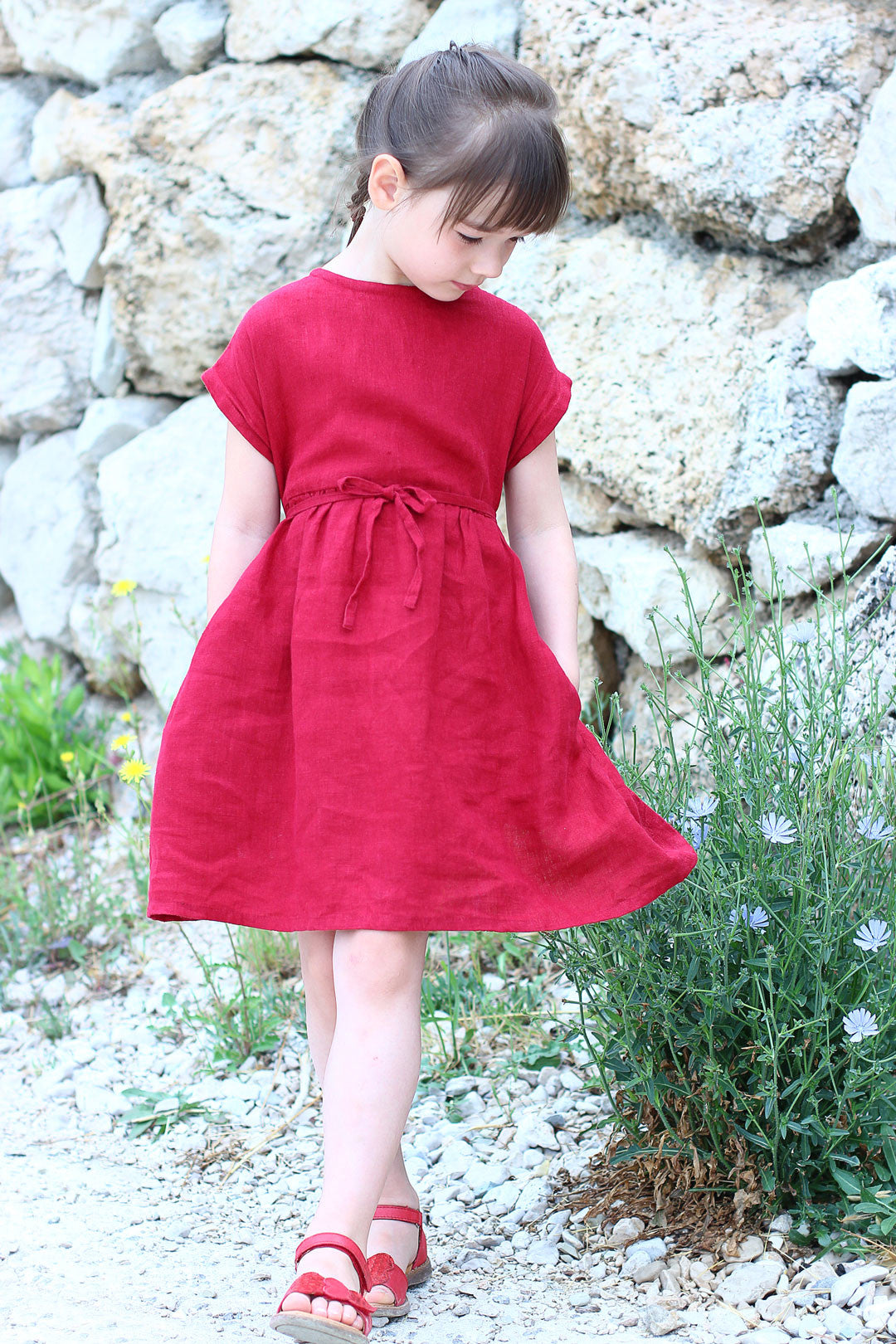 Girl's linen dress for daughter and mother