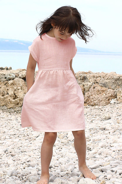 Girl's linen dress for daughter and mother