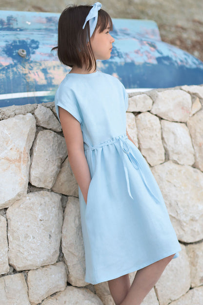 Girl's linen dress for daughter and mother