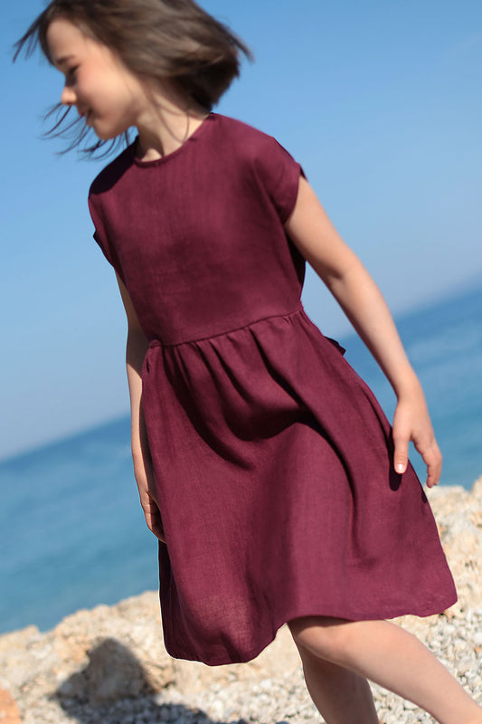 , burgundy linen dresses 