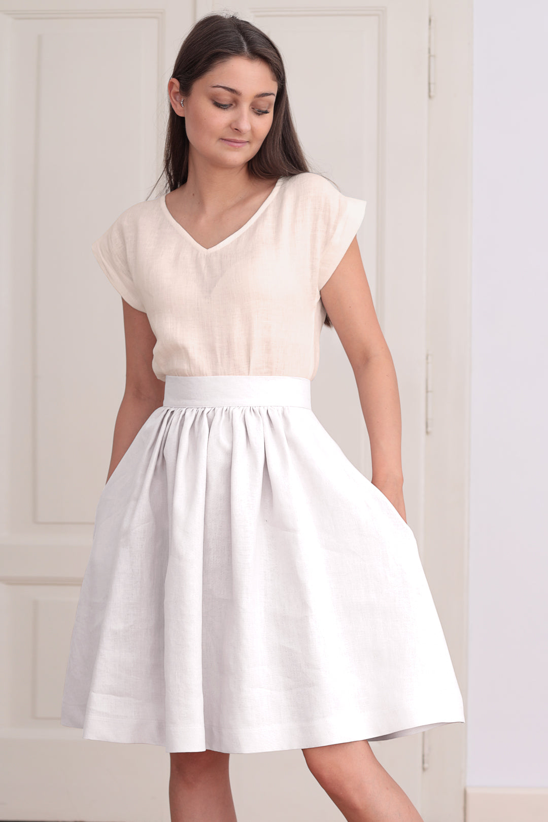 Solid colored linen skirt