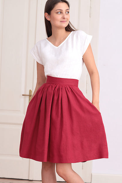 Solid colored linen skirt