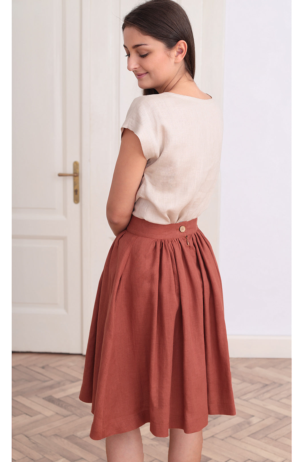 Solid colored linen skirt