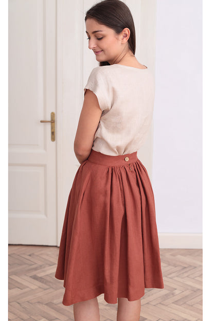 Solid colored linen skirt