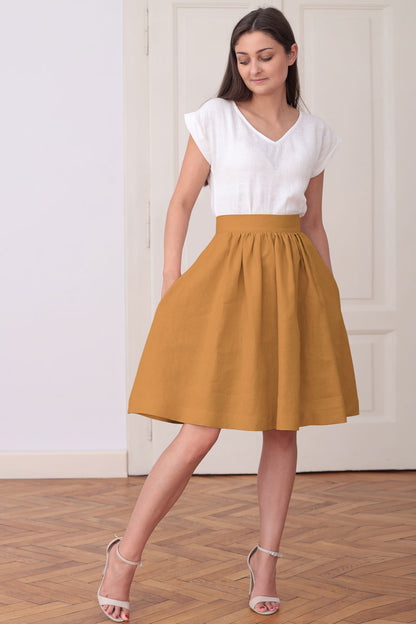 Solid colored linen skirt