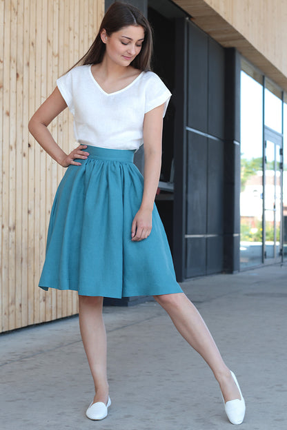 Solid colored linen skirt