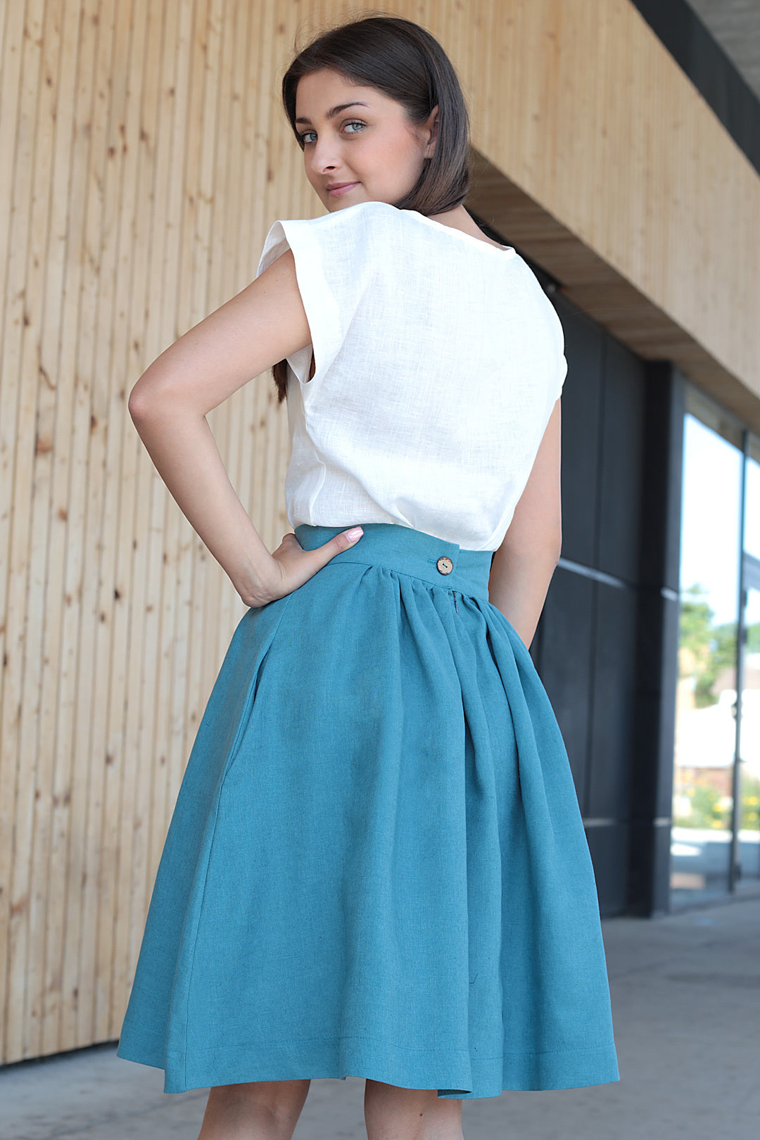 Solid colored linen skirt