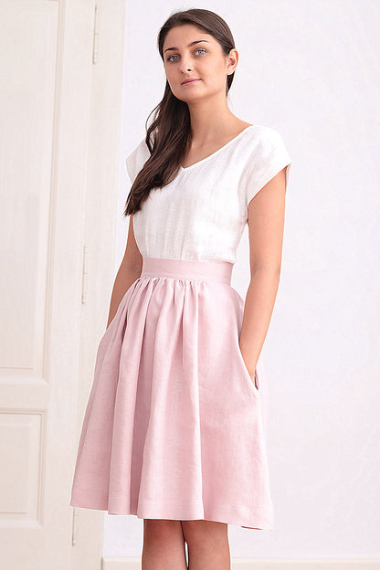 Solid colored linen skirt