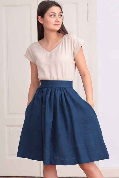 Solid colored linen skirt