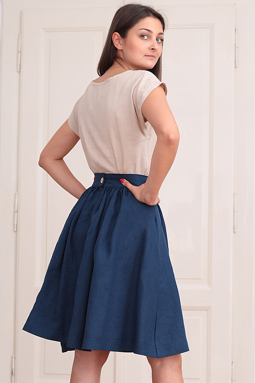 Solid colored linen skirt