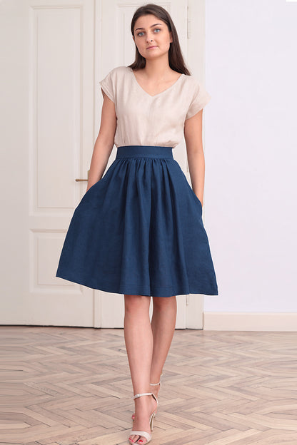 Solid colored linen skirt