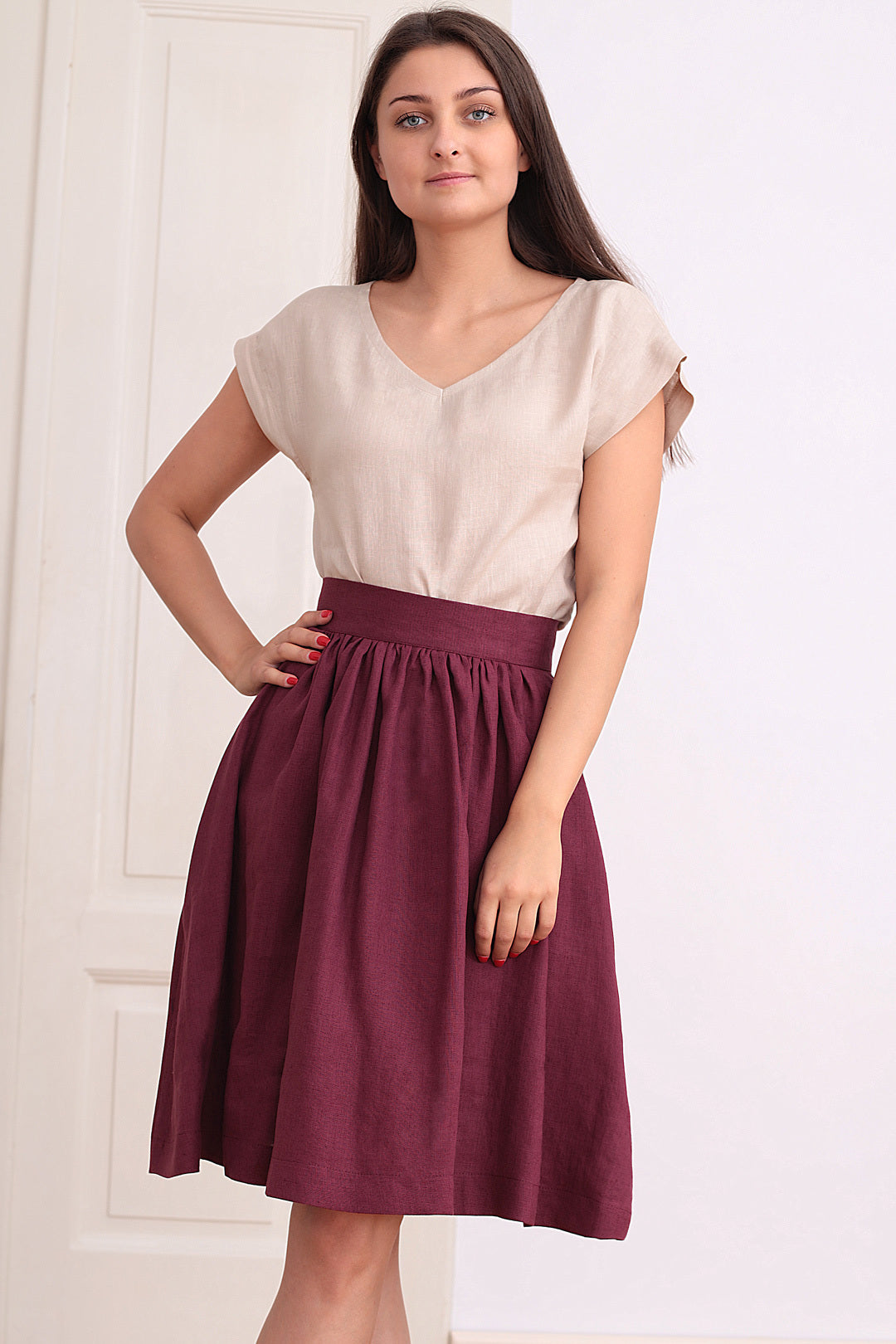 Solid colored linen skirt