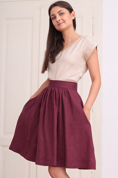 Solid colored linen skirt