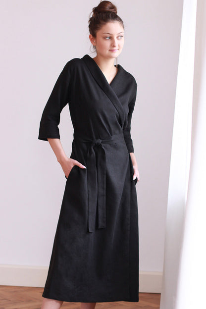 Long hemp wrap dress