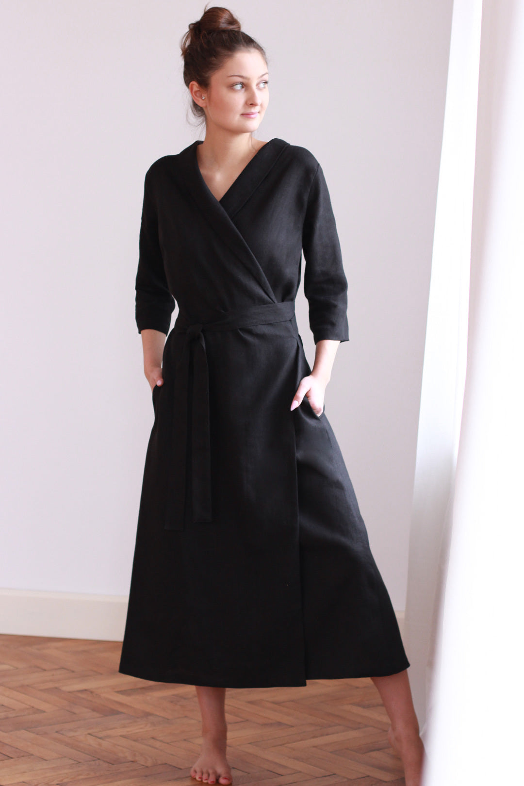 Long hemp wrap dress