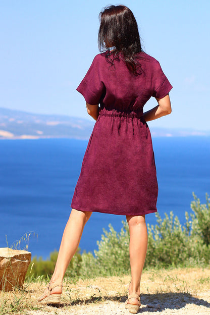 Hemp dress with batwing sleeves