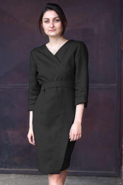 Long sleeve hemp wrap dress