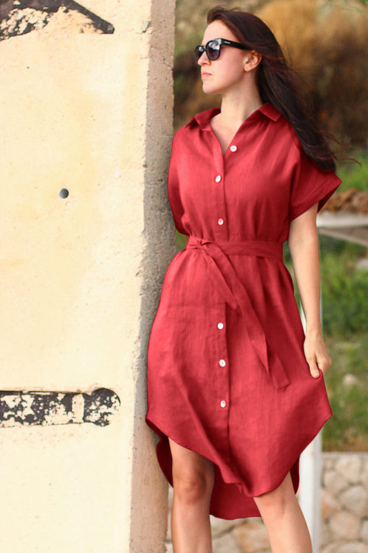 , red linen dresses 