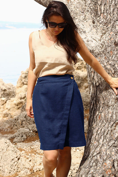 Short wrap linen skirt Lotika