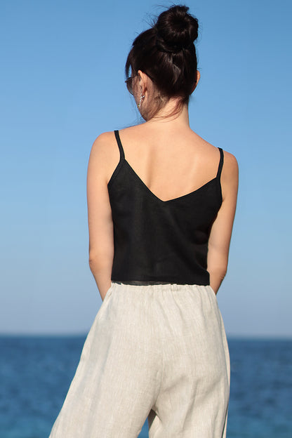 Short linen tank top