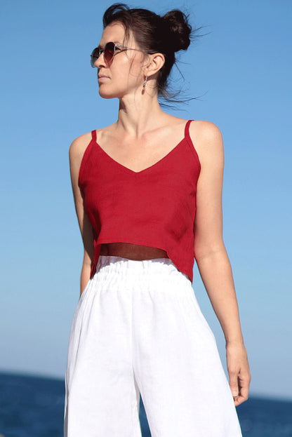 Short linen tank top