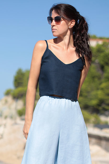 Short linen tank top