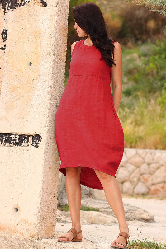 , red linen dresses 