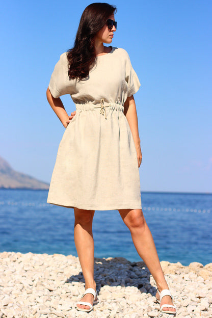 Summer linen dress retro 80th