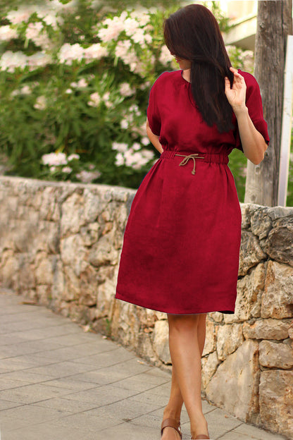 Summer linen dress retro 80th