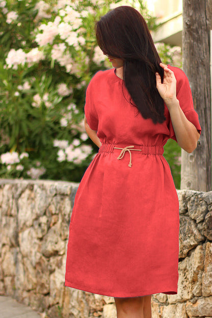 Summer linen dress retro 80th