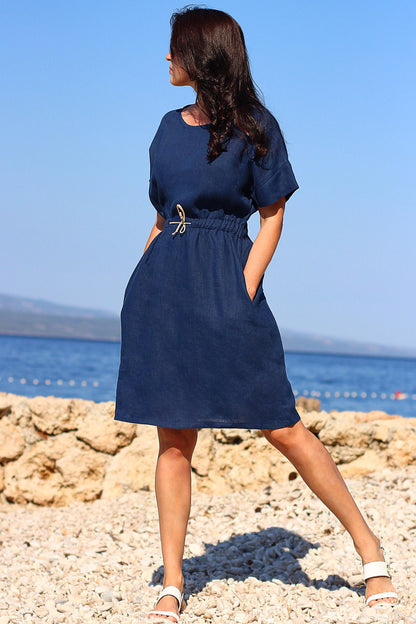 Summer linen dress retro 80th