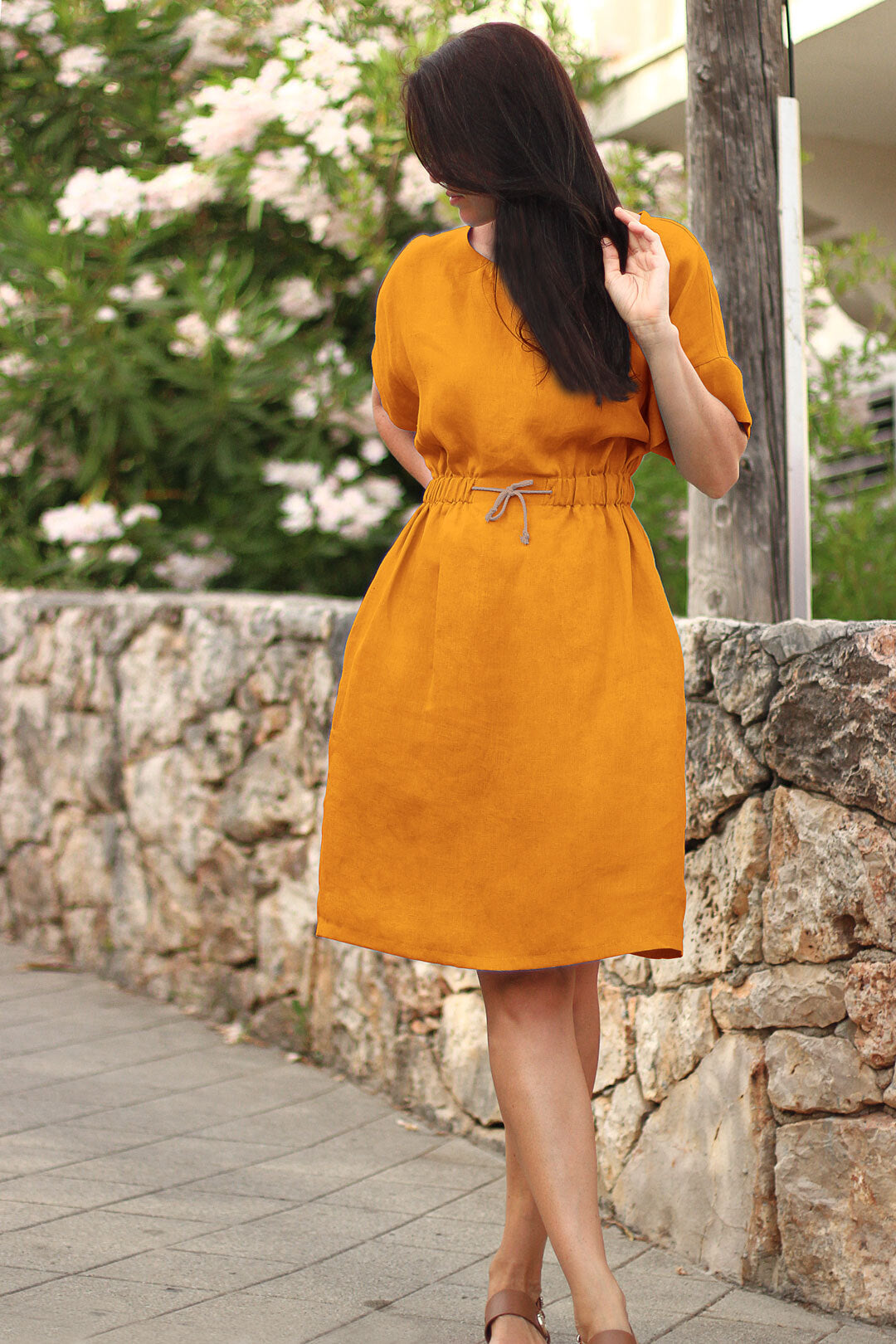 Summer linen dress retro 80th